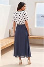 Navy  Spot Contrast Midi Dress, Image 3 of 4