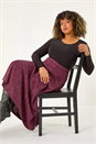 Wine Curve Check Stretch Midi Skirt, Image 2 of 5
