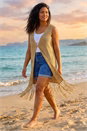 Stone Curve Crochet Knit Tassel Cardigan, Image 2 of 4