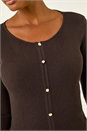 Chocolate Faux Pearl Ribbed Knit Jumper, Image 5 of 6