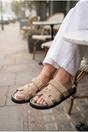 Gold Pearl Rhinestone Embellished Double Strap Sandals, Image 5 of 5