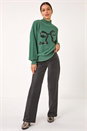 Green Festive Sequin Bow Knit Jumper, Image 2 of 5