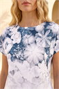 Grey Floral Print Embellished T-Shirt , Image 4 of 4