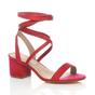 Red AJVANI Red Mid Block Heel Tie Up Sandals, Image 1 of 6