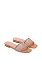 Beige XY LONDON Beige 'Gabrielle' Flat Slip On Open Toe Diamante Slider Mule Sandals, Image 4 of 5