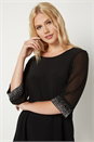 Black Embellished Cuff Top, Image 3 of 4