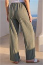 KHAKI Petite Wide Leg Textured Trouser, Image 3 of 4