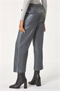 Pewter Gunmetal Metallic Coated Wide Leg Cropped Trouser, Image 3 of 5