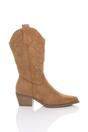 Camel Low Cuban Heel Embroidered Cowboy Western Boots, Image 2 of 4