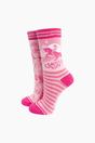 Pink Saddle Up Horse Combed Cotton Odd Socks, Image 1 of 4