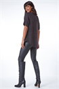Red Diamond Print Glitter V-Neck Zip Front Top , Image 3 of 5