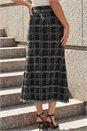 Black Textured Knit Tweed Skirt, Image 3 of 4