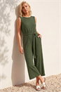 Khaki Petite Textured Jumpsuit, Image 1 of 4
