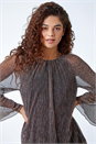 Bronze Plisse Overlay Wide Sleeve Top, Image 4 of 6