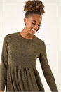 KHAKI Textured Frill Dress, Image 4 of 5