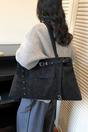 Black 'Hadley' Women's Large Shoulder Double Belted Tote Bag, Image 1 of 1