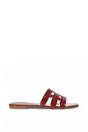 Red XY LONDON Red 'Ellie' Square Toe Cut Out Strap Flat Sandal Slides, Image 1 of 5