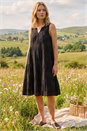 Black Cotton Trim Detail Smock Dress, Image 2 of 4