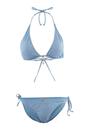 Blue WOVCOR Blue Triangle Tie Side Bikini Set with Halterneck Top, Image 1 of 2