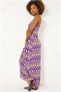Purple Geometric V-Neck Maxi Dress, Image 1 of 5