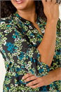 Green Curve Textured Floral Puff Print Shirt, Image 5 of 5