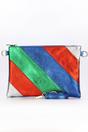 Multi Rainbow Striped Italian Leather Clutch Bag, Image 1 of 3