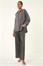 Dark Grey Hotfix Collared Longline Shirt, Image 2 of 5