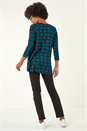 Blue Printed Pleat Front Top, Image 3 of 6