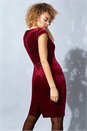 Wine Velvet Sweetheart Neck Shift Dress, Image 2 of 4