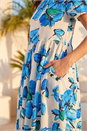 Blue Floral Smock Midi Dress, Image 4 of 4