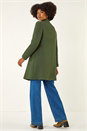 Khaki Buttoned Swing Coat, Image 3 of 5