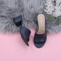 Navy Blue AJVANI Navy Blue Mid Block Heel Peep Toe Mules Sandals, Image 4 of 6