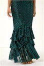 Emerald Puff Sleeve Tiered Hem Maxi Dress, Image 6 of 7