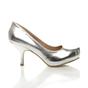 Silver Mid High Heel Court Shoes, Image 2 of 8