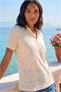 Natural Textured Collar V-Neck Top, Image 1 of 4