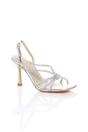 Silver AJVANI Silver High Heel Diamante Slingback Knotted Sandals, Image 1 of 4