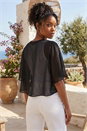 Black Chiffon Cape Cropped Bolero, Image 3 of 4