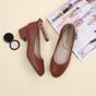Tan AJVANI Tan Low Block Heel Ankle Strap Court Shoes, Image 4 of 6