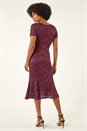 Burgundy Sequin Lace Stretch Midi Dress, Image 3 of 5