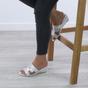Silver AJVANI Silver Low Wedge Heel Diamante Sandals Mules, Image 5 of 6