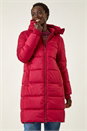 Red Longline Padded Hooded Coat, Image 5 of 7