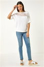 Ivory  Embellished Short Sleeve Knit Top, Image 2 of 5