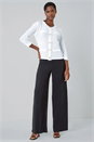 Ivory  Button Detail Fringe Knit Jacket, Image 2 of 5
