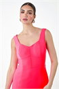 Bright Pink Corset Detail Stretch Bodycon Dress, Image 4 of 5