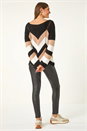 Black Chevron Colour Block Jumper, Image 3 of 5