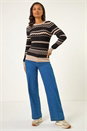 Black Contrast Zig Zag Knitted Jumper, Image 3 of 5