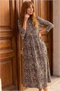 Coffee Aztec Print Midi Dress, Image 1 of 4