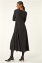 Black Textured Wrap Midi Dress, Image 2 of 4