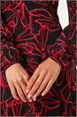 Red Leaf Print Stretch Tea Dress, Image 5 of 5
