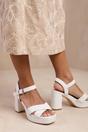 White 'Marcia' Platform Strappy Block Heels, Image 1 of 3